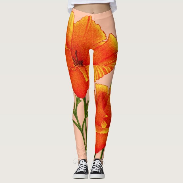 orange Kalifornien-diskettutskrift Leggings (Framsida)