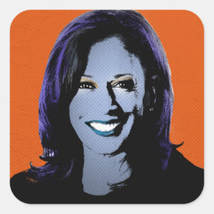 Orange Kamala Harris Pop Art Fyrkantigt Klistermärke