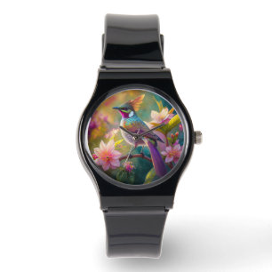 Orange Kammat Regnbågekråka Fantasifågel Armbandsur