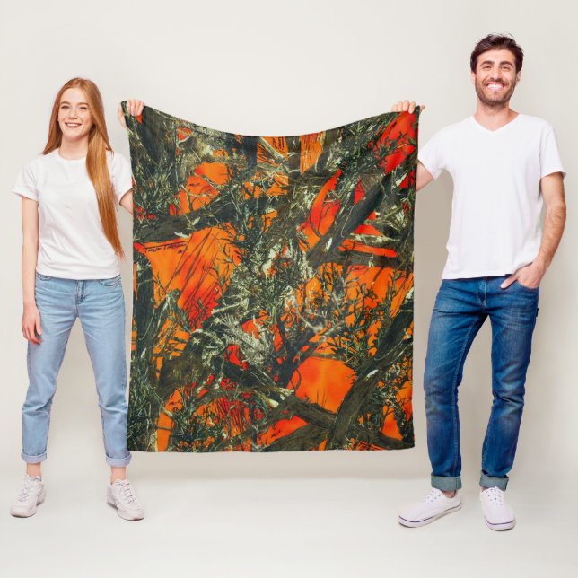 Orange kamouflage design fleecefilt (På plats)