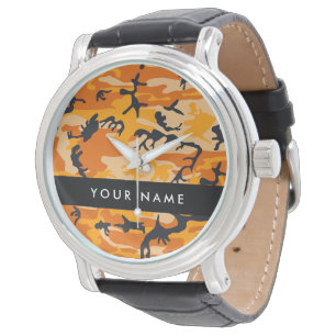Orange Kamouflage Ditt namn Anpassa Armbandsur