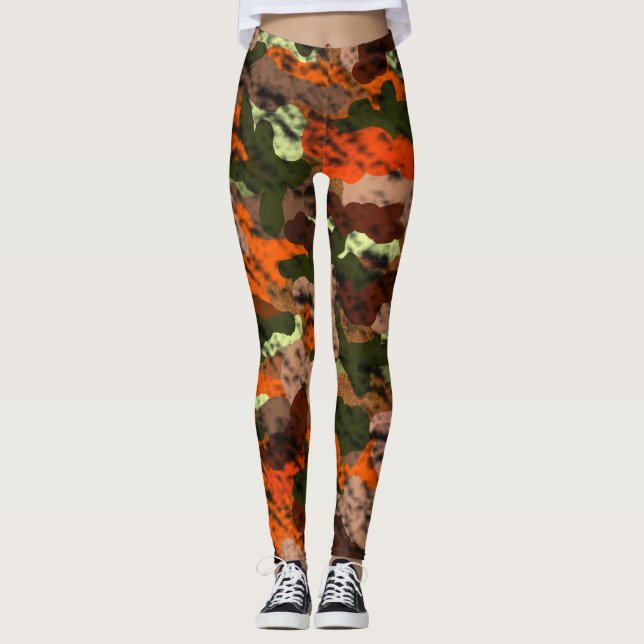 Orange Kamouflage Jägare Leggings (Framsida)