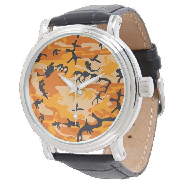 Orange kamouflage, militär, armé armbandsur (Vinklad)
