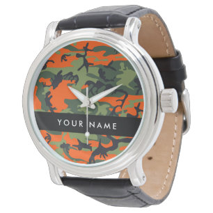 Orange Kamouflage Mönster, Ditt namn, Personlig Armbandsur