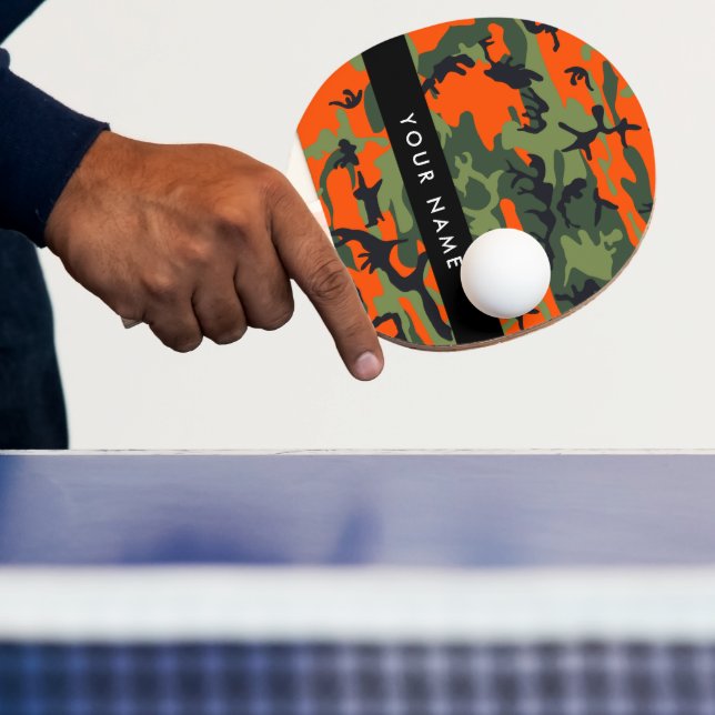 Orange Kamouflage Mönster, Ditt namn, Personlig Pingisracket (Insitu)