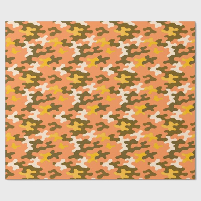 Orange Kamouflage Presentpapper (Platt)