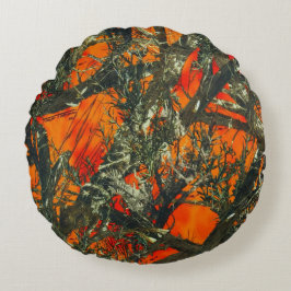 Orange Kamouflagedesign Rund Kudde