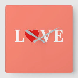 Orange KÄRLEK och hjärtats Elegant Romantic Fyrkantig Klocka