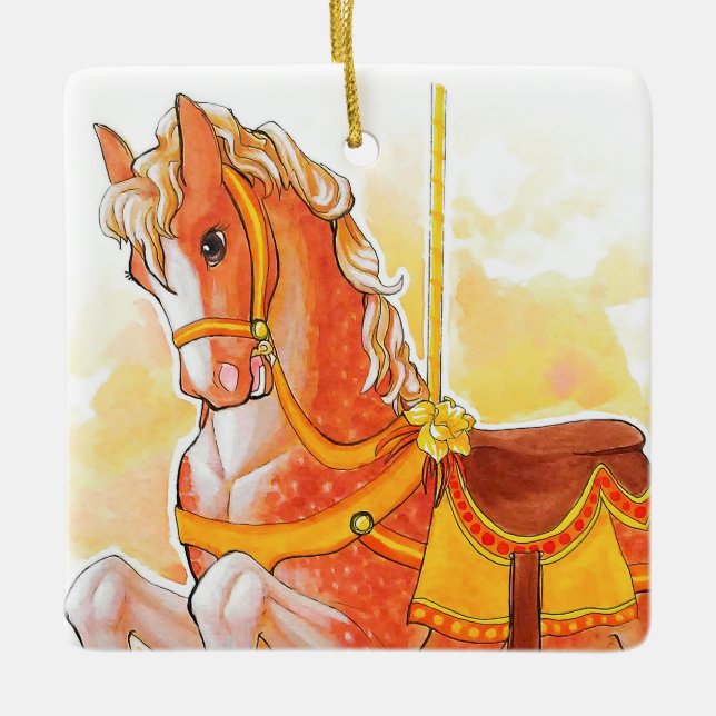 Orange Karusellhäst Ornament (Framsida)