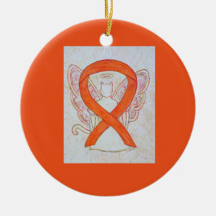 Orange Kat Awareness Ribbon Angel Ornaments Julgransprydnad Keramik
