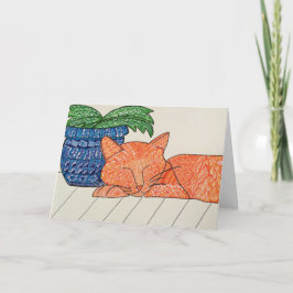 Orange Kat-hälsningskort Kort