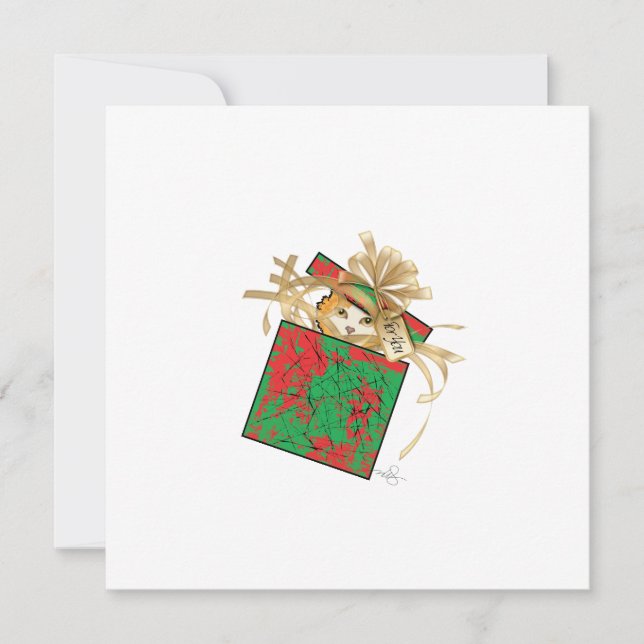 Orange Kat-julklapp Julkort (Framsida)