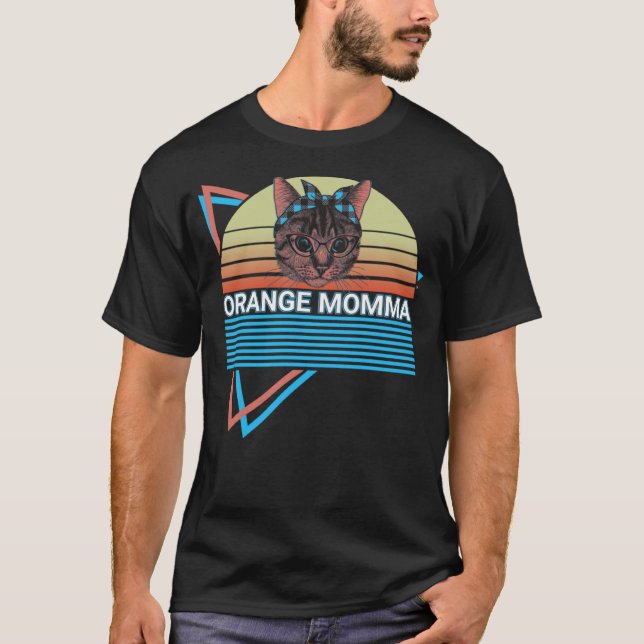 Orange Kat Retro T Shirt (Framsida)
