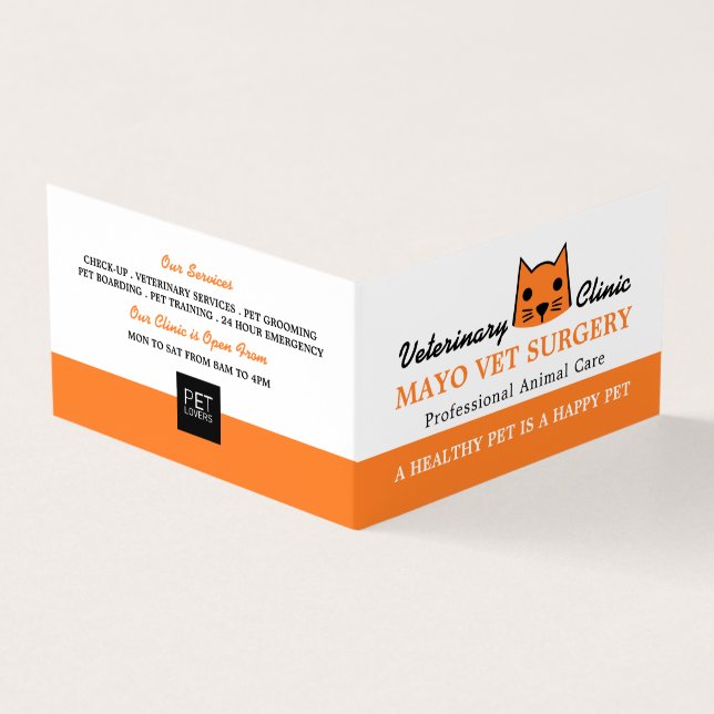 Orange Kat, veterinär, veterinärinformation Visitkort (Utsida)