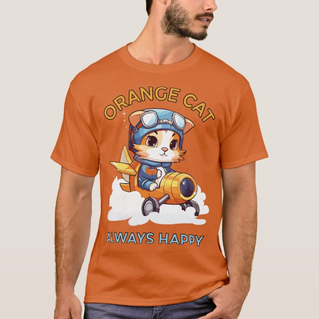 Orange katt alltid glad t shirt (Framsida)