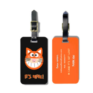 Orange katt bagagebricka