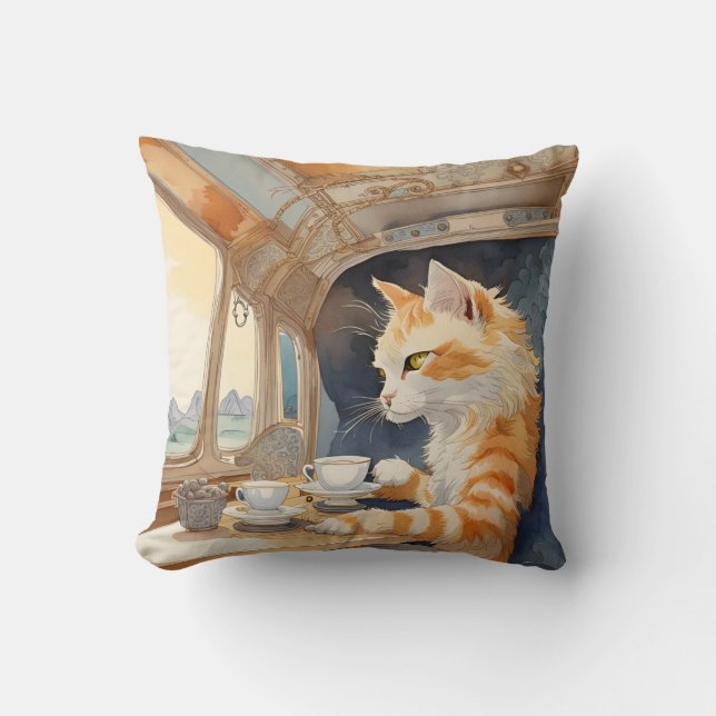 Orange katt dricker te  kudde (Framsida)