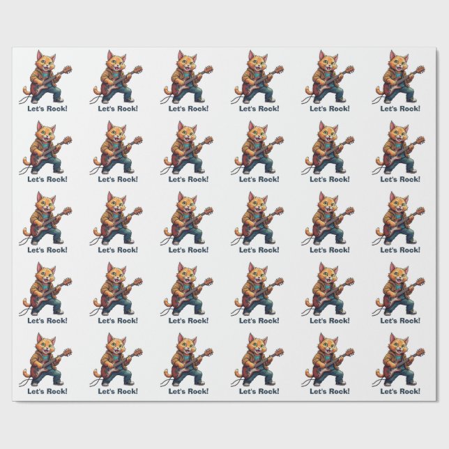 Orange katt gitarrspelare presentpapper (Platt)