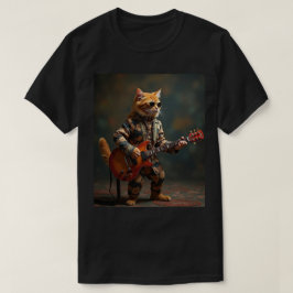 Orange katt gitarrspelare t shirt