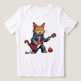 Orange katt gitarrspelare t shirt