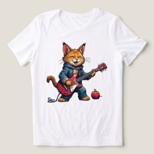Orange katt gitarrspelare t shirt