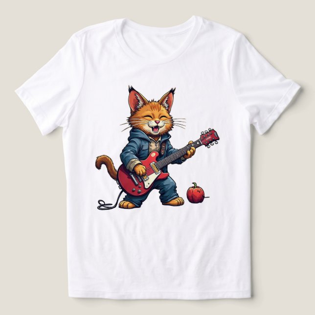 Orange katt gitarrspelare t shirt (Design Framsida)
