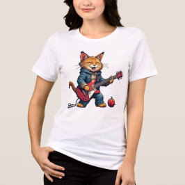 Orange katt gitarrspelare t shirt