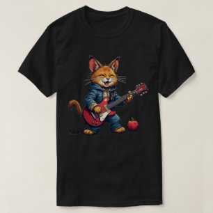 Orange katt gitarrspelare t shirt