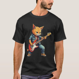 Orange katt gitarrspelare t shirt