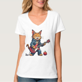 Orange katt gitarrspelare t shirt