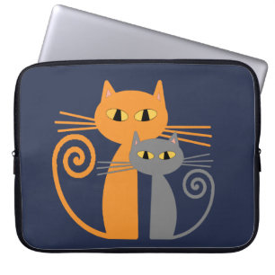 Orange katt, grå färgkatt laptop fodral
