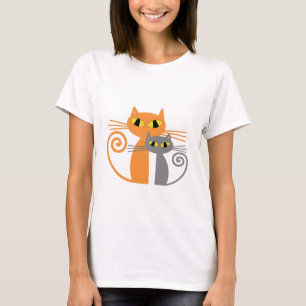 Orange katt, grå färgkatt t shirt