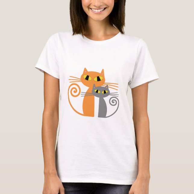 Orange katt, grå färgkatt t shirt (Framsida)