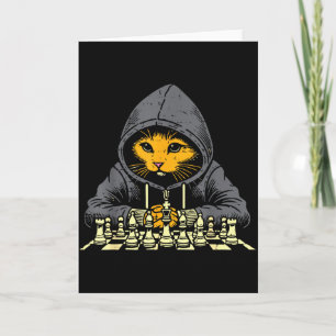 Orange katt hoodie som spelar schackspel cool kvin kort