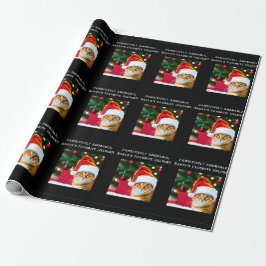 Orange katt i jultomten papper julomslutning presentpapper