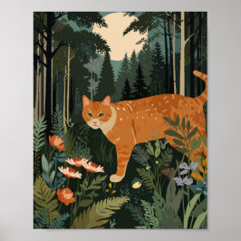 Orange katt i skog poster