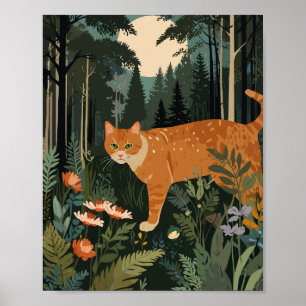 Orange katt i skog poster