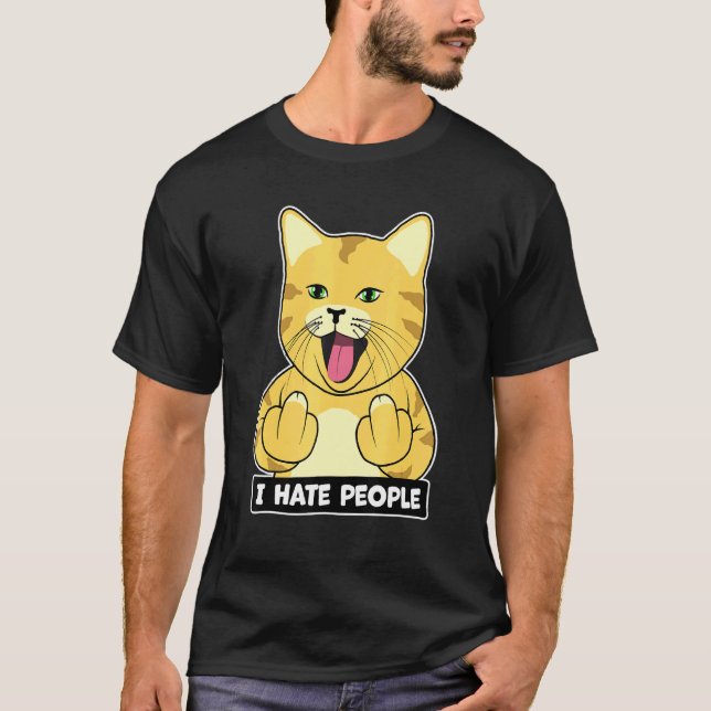 Orange Katt Jag Hatade Folk T-Shirt Rolig Kitty Ka (Framsida)
