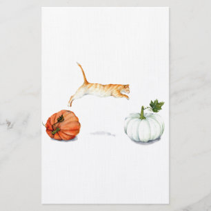 Orange Katt-jumpning mellan pumpor Brevpapper