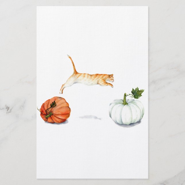 Orange Katt-jumpning mellan pumpor Brevpapper (Framsida)