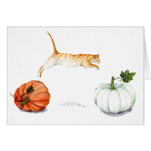 Orange Katt-jumpning mellan pumpor Hälsningskort