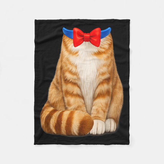 Orange katt kostym randig fluga söt rolig husdjur fleecefilt (Framsidan)