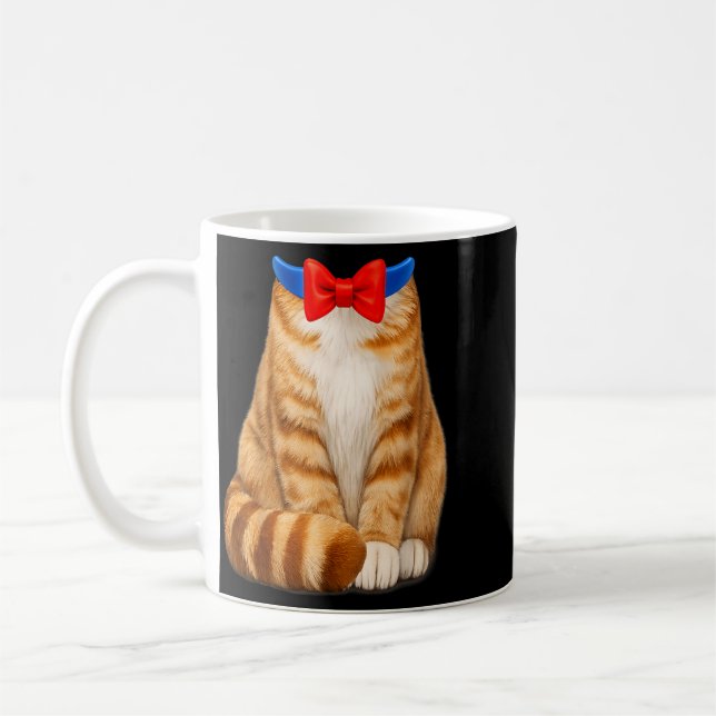 Orange katt kostym randig fluga söt rolig husdjur kaffemugg (Vänster)