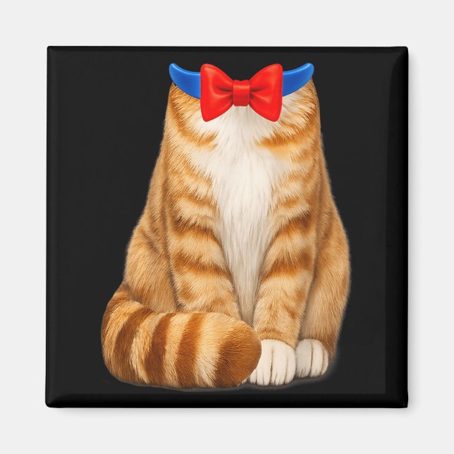 Orange katt kostym randig fluga söt rolig husdjur magnet (Framsidan)