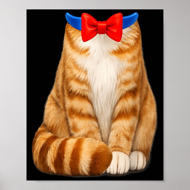 Orange katt kostym randig fluga söt rolig husdjur poster (Framsidan)