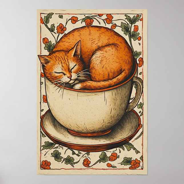 Orange Katt Långsam Morgon Poster (Framsidan)