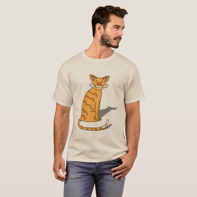 Orange katt, manlig T-shirt  (Hel framsida)