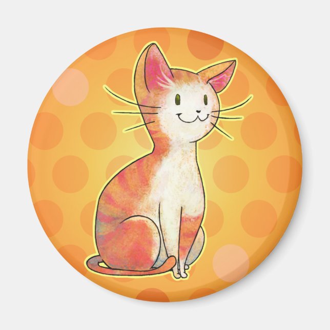 Orange Katt med punktmagnet Magnet (Framsidan)