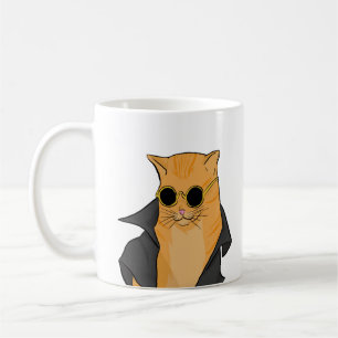 Orange Katt med solglasögon Mugg