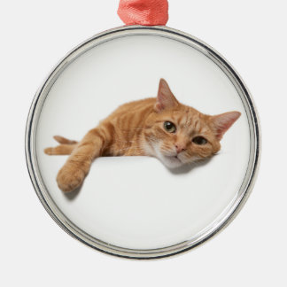 Orange Katt, nedåt Julgransprydnad Metall